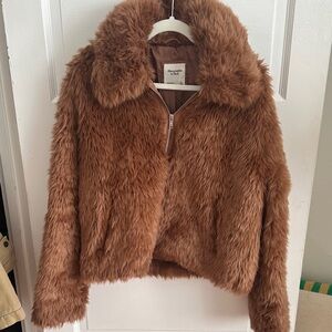 Abercrombie & Fitch Tan Faux Fur Jacket
